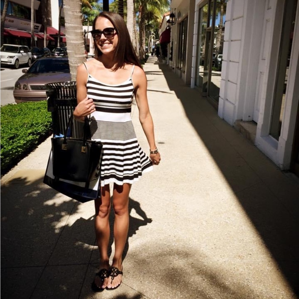 Aqua small mini dress- black and white striped bought from Bloomingdales